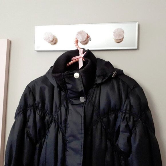EUC Jacob black quilted hooded down blend fill puffer jacket, M - Picture 15 of 15